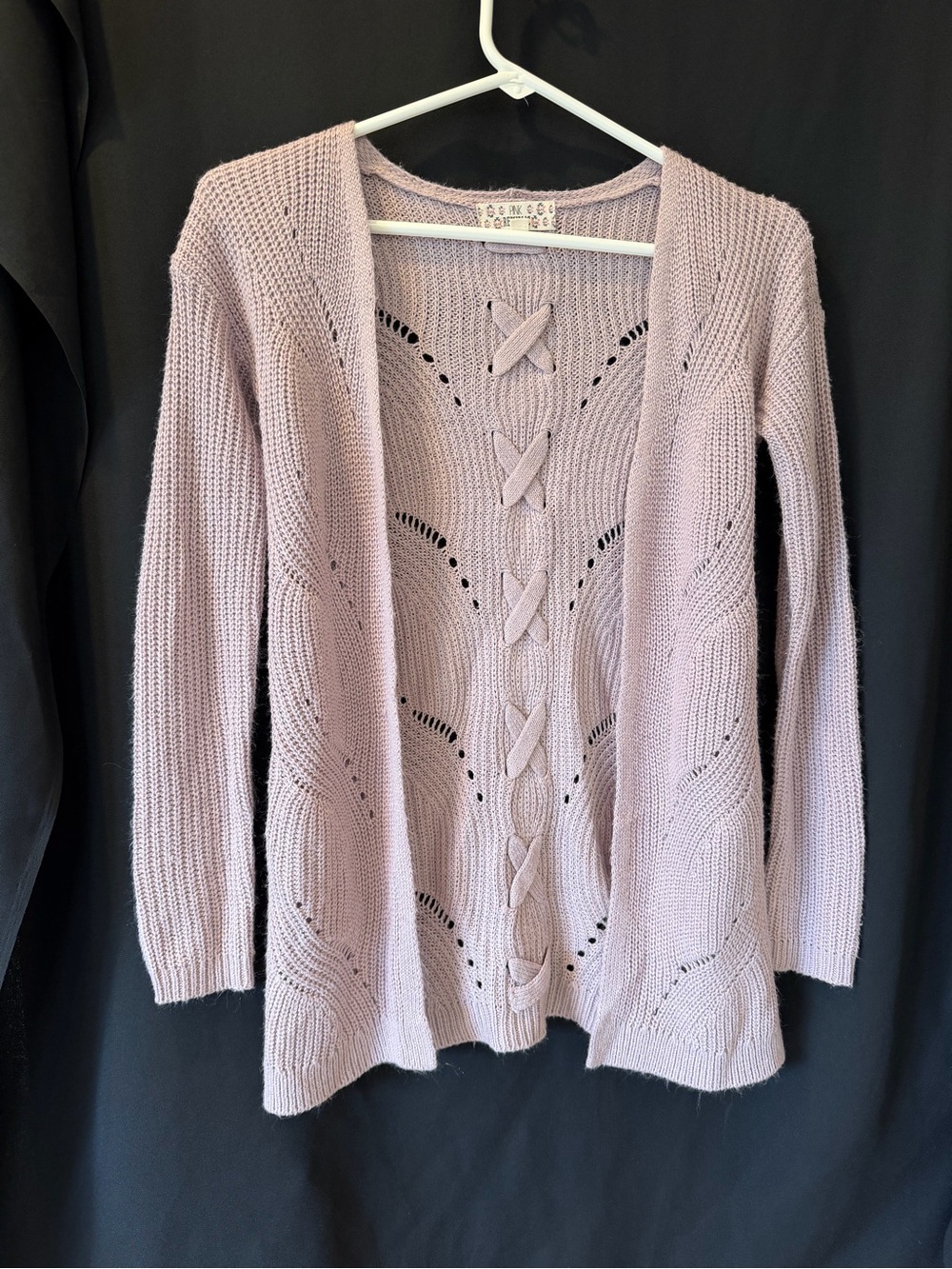 Pink Republic Light Mauve Open Front Knit Cardigan